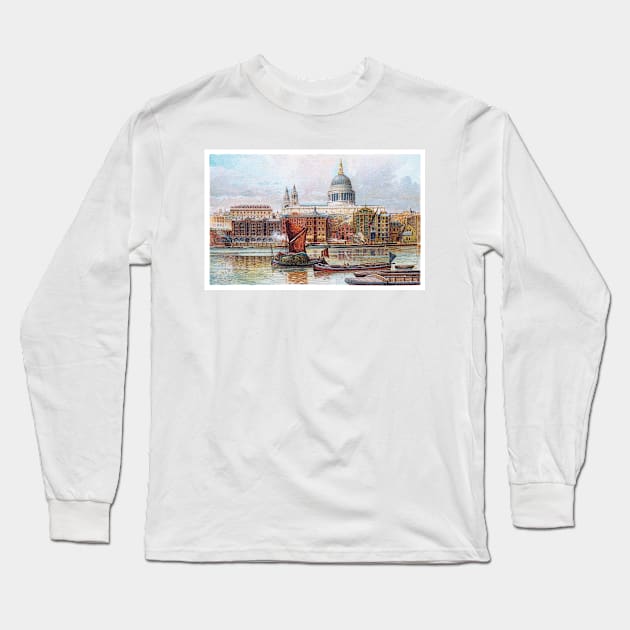 St. Paul's Cathedral from the River Thames Long Sleeve T-Shirt by NEILBAYLIS